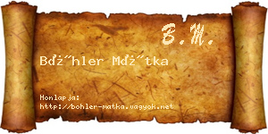 Böhler Mátka névjegykártya